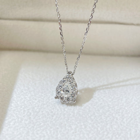 Like 2 Carat Pear diamond necklace 1/2 carat 18K solid gold