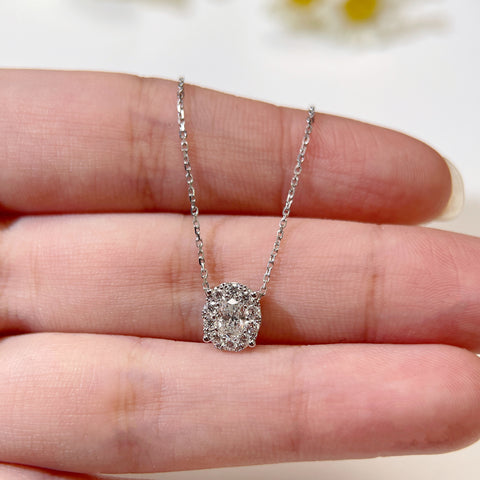 Like Carat Oval diamond necklace 1/2 carat 18K solid gold
