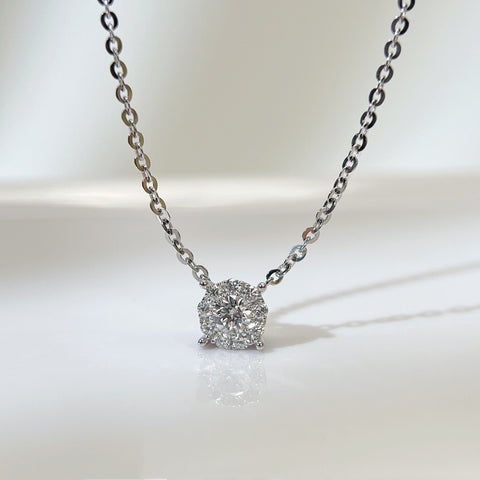 Like Carat 1/4 carat round diamond necklace with 18K white solid gold