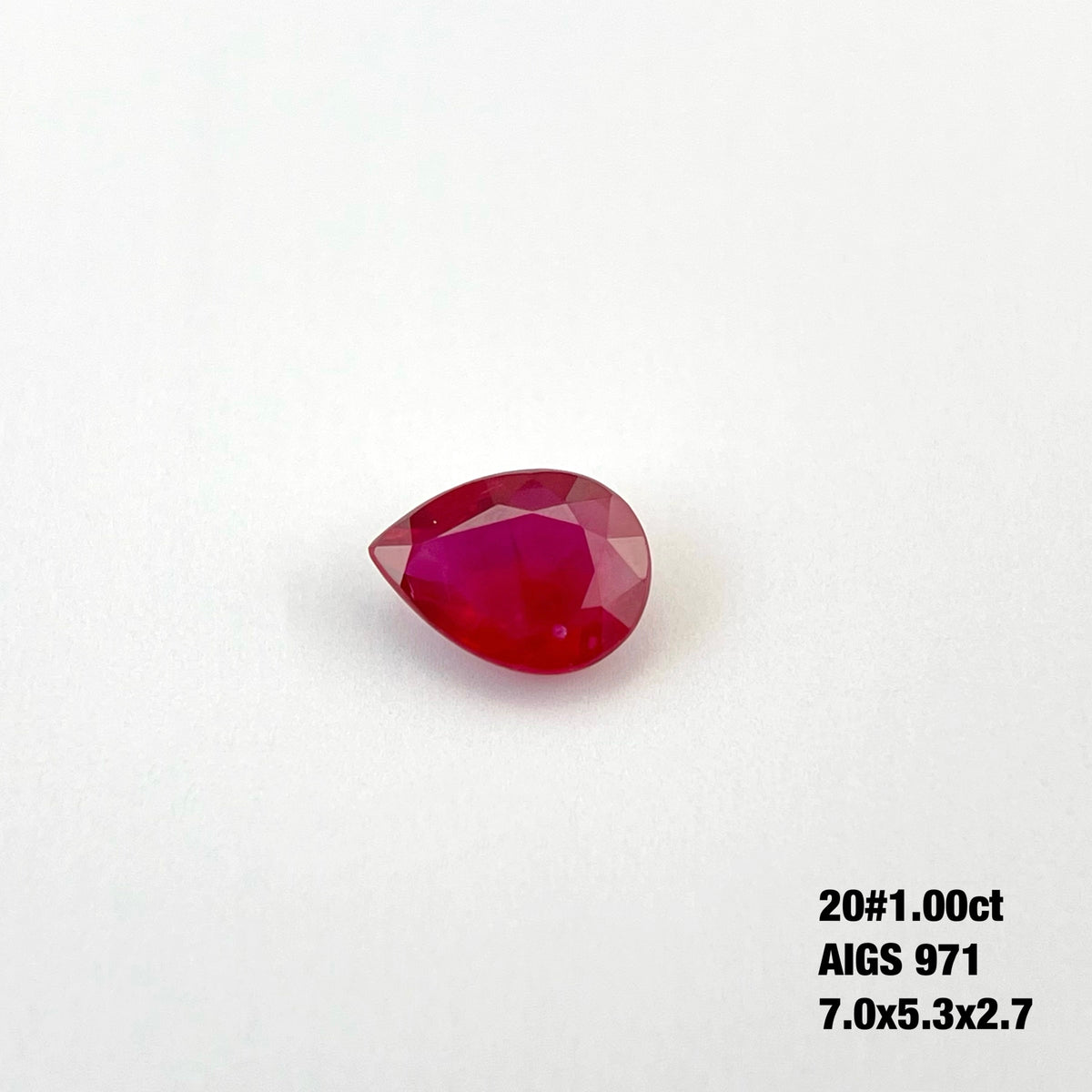 NO.20 1 Carat Ruby Pear Gemstone Natural Unheated  AIGS 971 Certificated Pigeon Blood