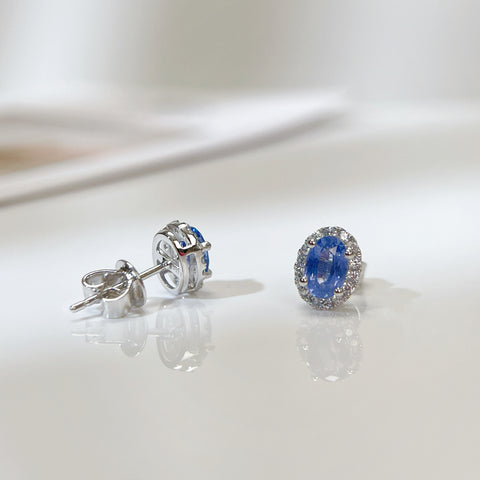 Natural Blue Sapphire Earrings Sterling Silver  with Certificate September Birthstone