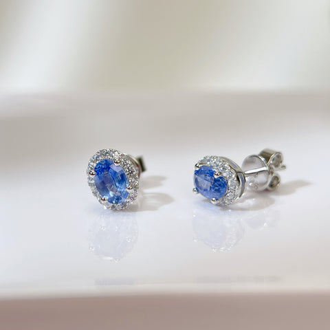 Natural Blue Sapphire Earrings Sterling Silver  with Certificate September Birthstone