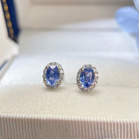 Natural Blue Sapphire Earrings Sterling Silver  with Certificate September Birthstone