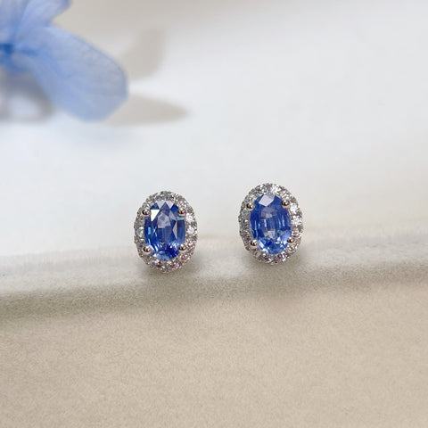 Natural Blue Sapphire Earrings Sterling Silver  with Certificate September Birthstone