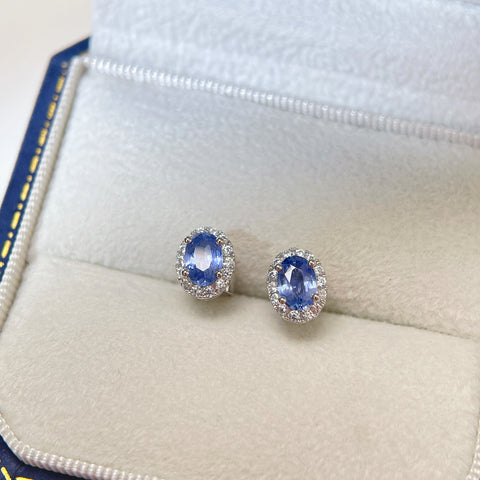 Natural Blue Sapphire Earrings Sterling Silver  with Certificate September Birthstone