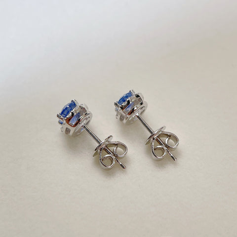 Natural Blue Sapphire Earrings Sterling Silver  with Certificate September Birthstone