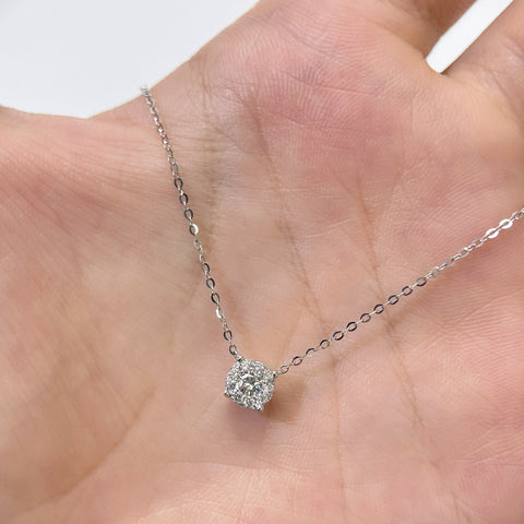 Like Carat 1/4 carat round diamond necklace with 18K white solid gold