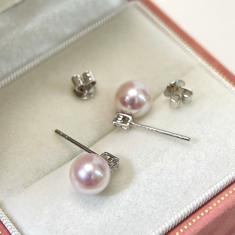 Diana Akoya And Diamond Pearl Earrings in 18K Gold With Certificate