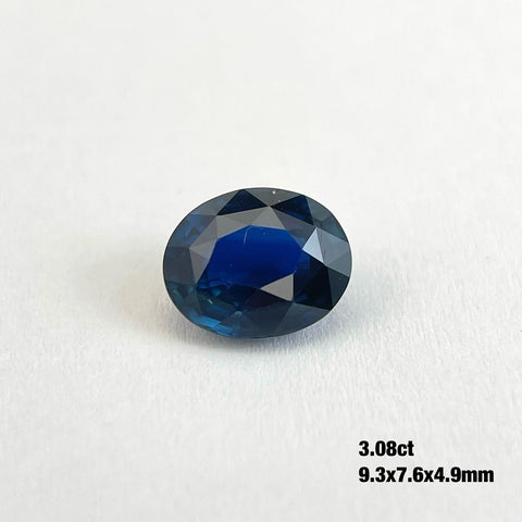 3 Carat Oval Dark Blue Sapphire Gemstone Certified 016