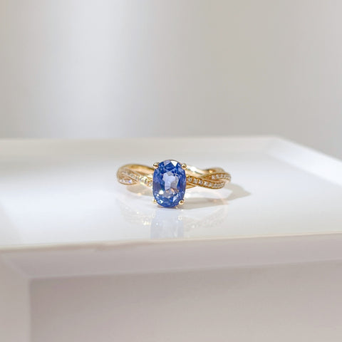 infinity crossover 2 carat unheat Blue sapphire ring