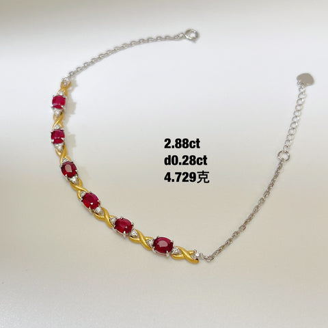 Cross  Ruby Bracelet 18K solid gold