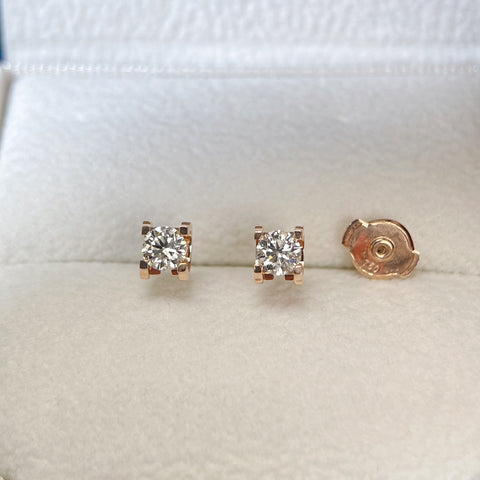Square Shape 0.50ct  Diamond Earring 18K Rose solid gold